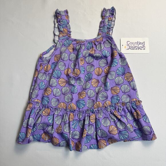 Counting Daisies Girl's 2-Piece Ruffled Top & Short Set Size 6X Lilac Sea Shell - Picture 2 of 7